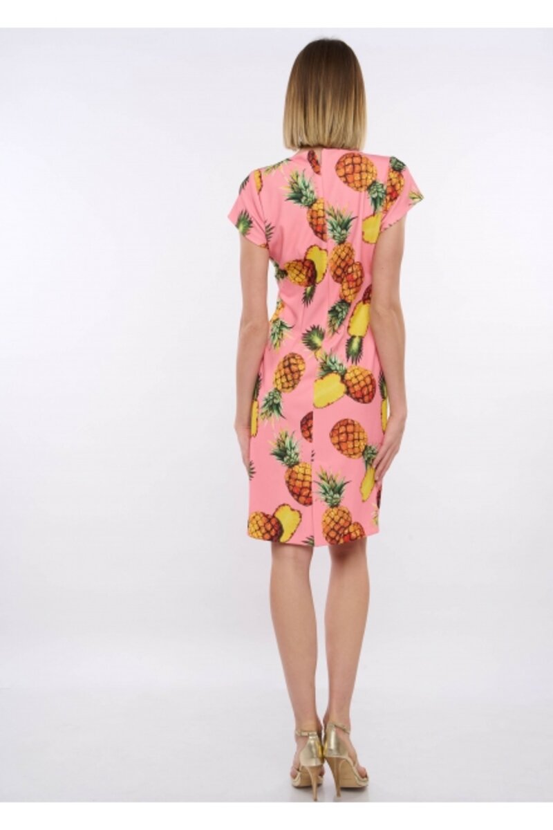 MIDI DRESS WITH DESIGN AND SHORT SLEEVE