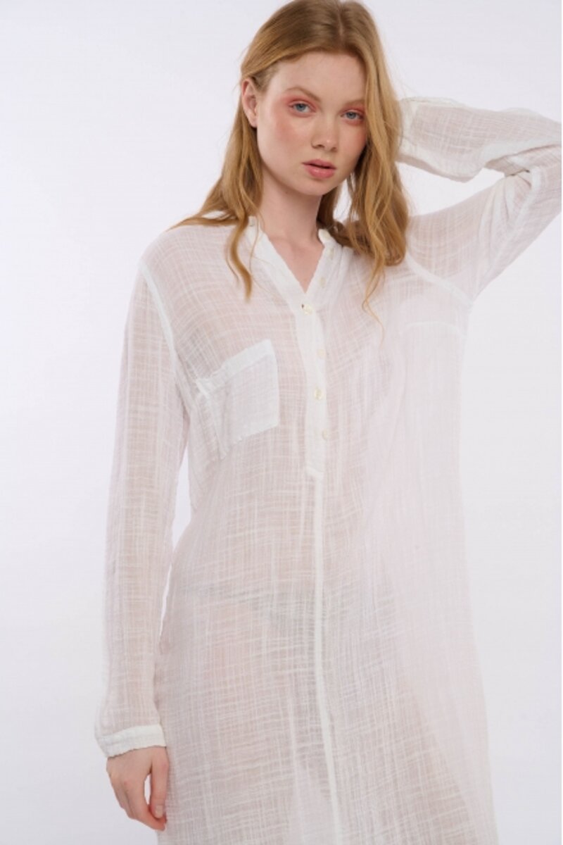 SHIRT DRESS WITH POCKETS ON THE UPPER