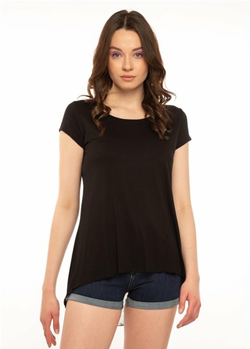 COTTON BLOUSE WITH SHORT SLEEVE AND DESIGN AT THE BACK