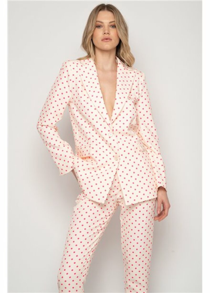 SET OF BLAZER AND TROUSERS WITH POLKA DOTS DESIGN
