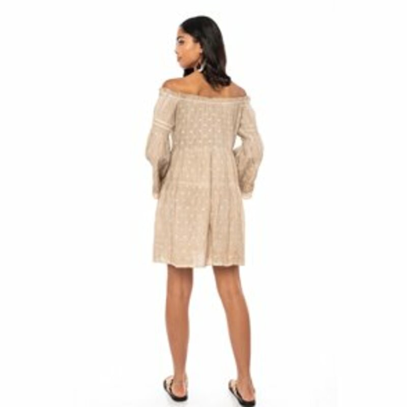 MINI DRESS WITH RUCHING DETAIL ON THE SHOULDERS