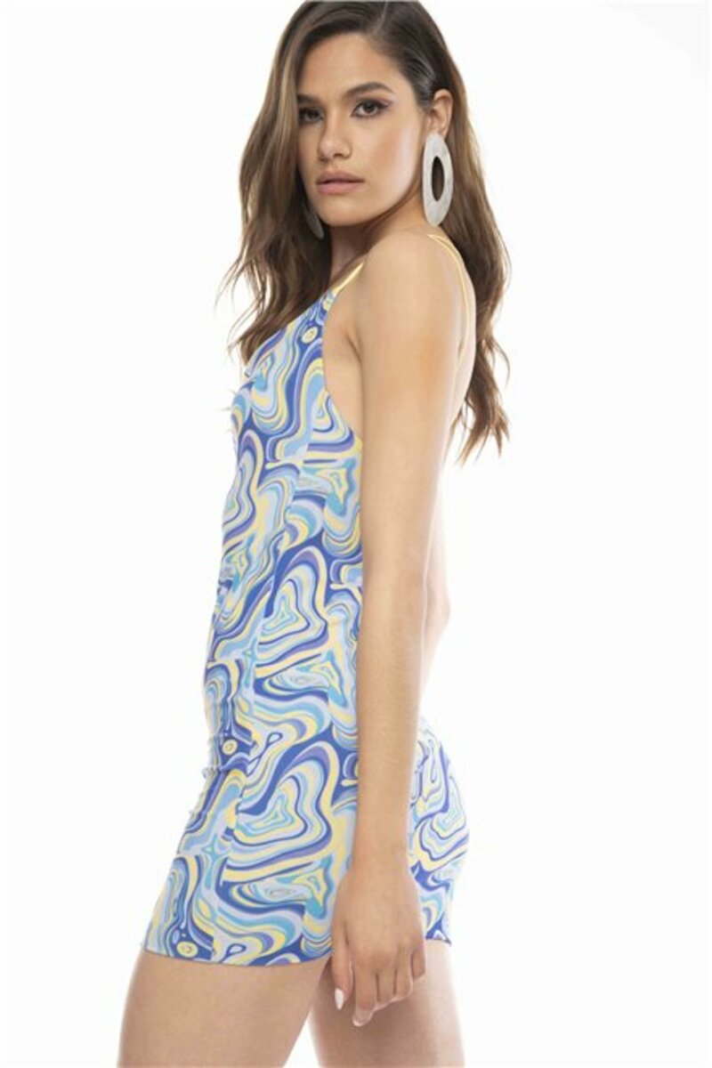 PRINTED SHORT DRESS WITH THIN STRAPS