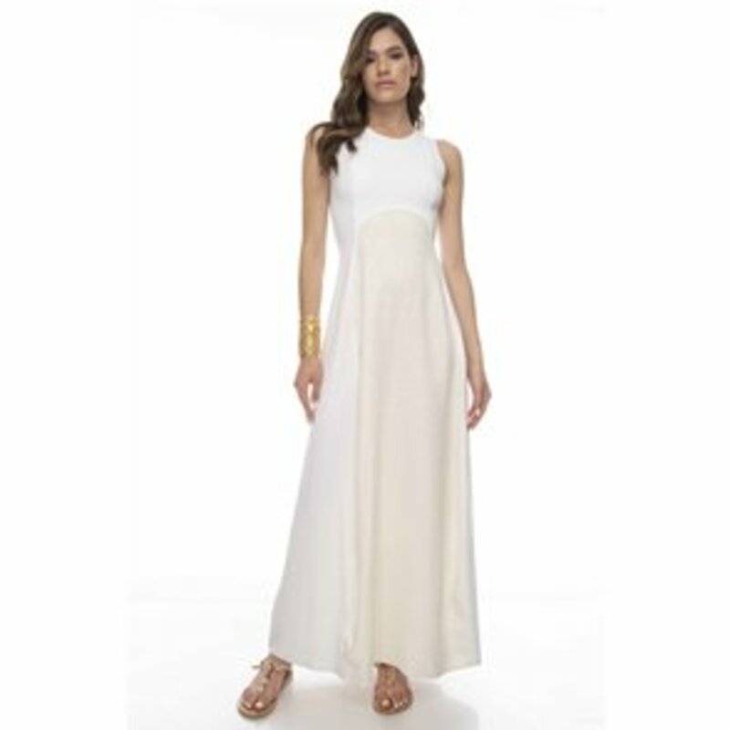 Two-tone sleeveless maxi dress