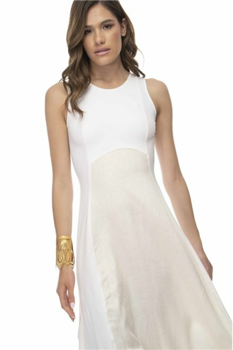 Two-tone sleeveless maxi dress