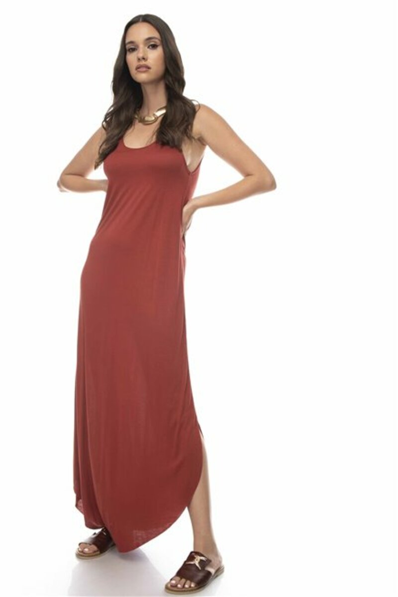 Cotton maxi dress with torn bottom