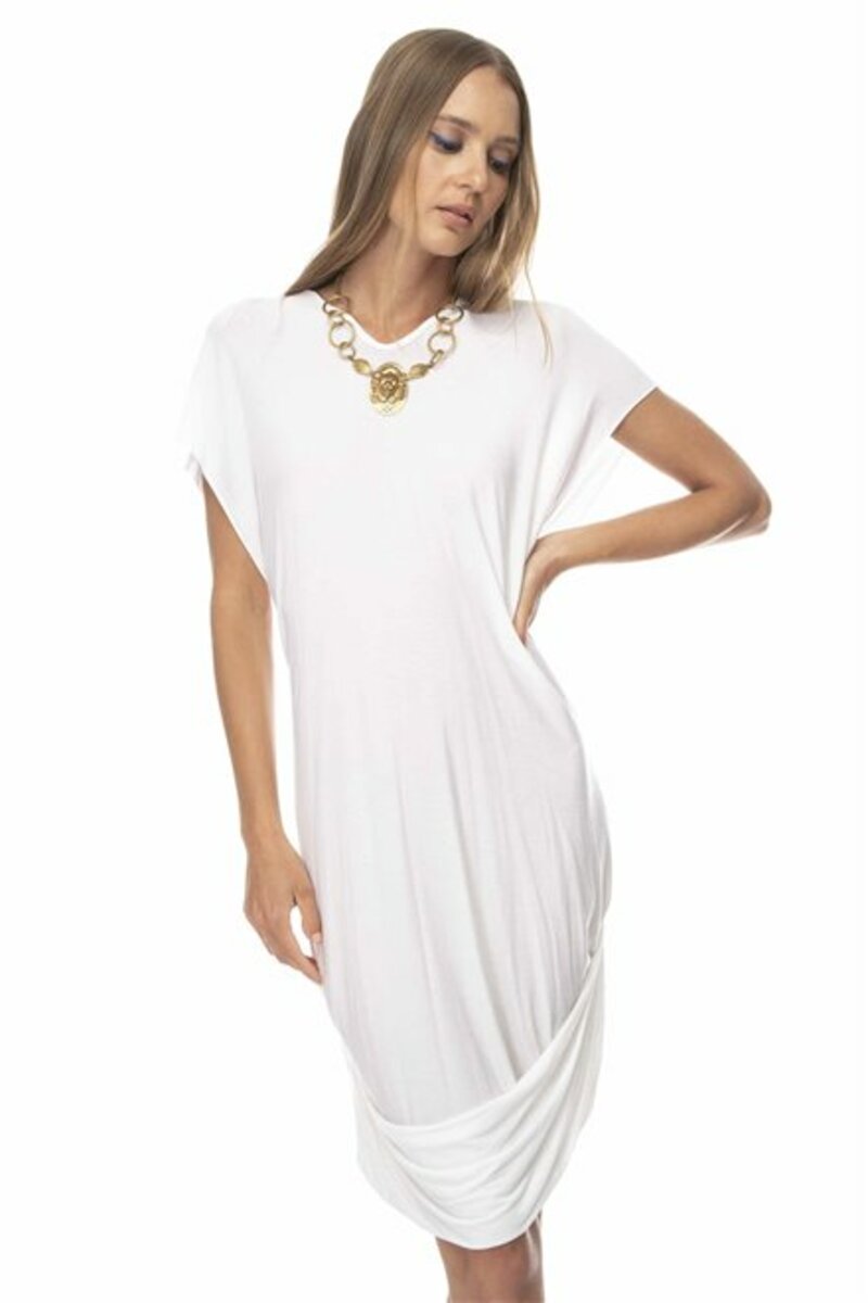 Mini dress with slits in the arms and criss-cross back