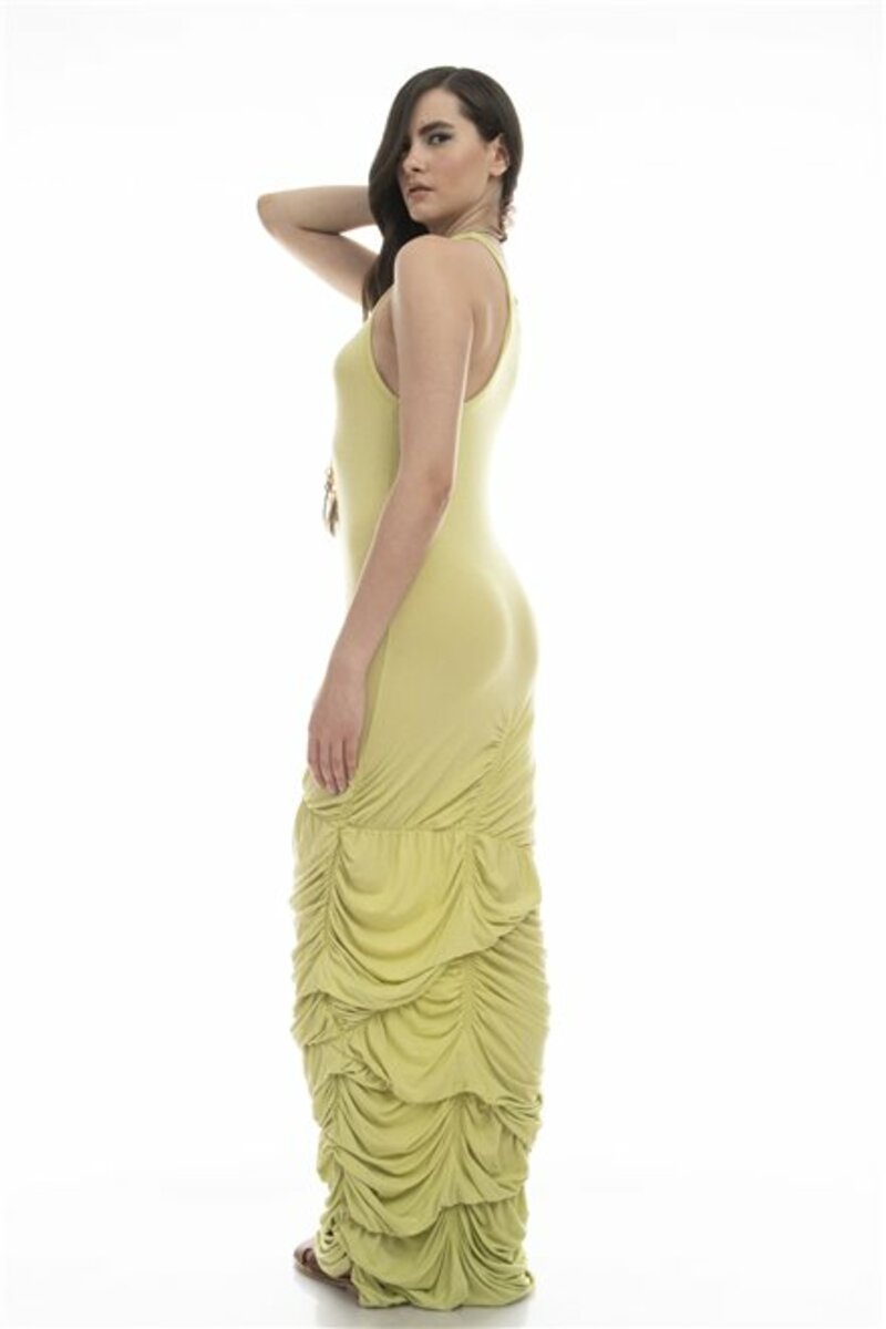 Sleeveless maxi dress with frills
