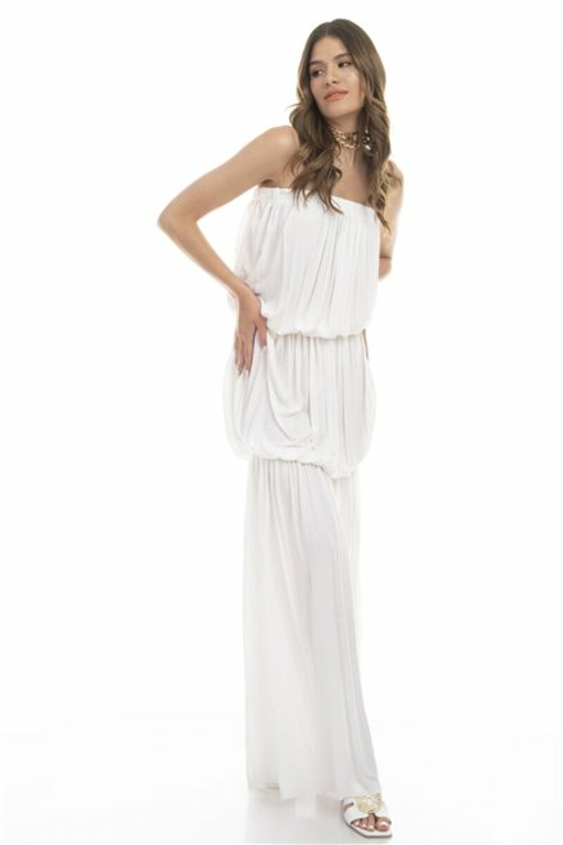 Strapless maxi dress with straps
