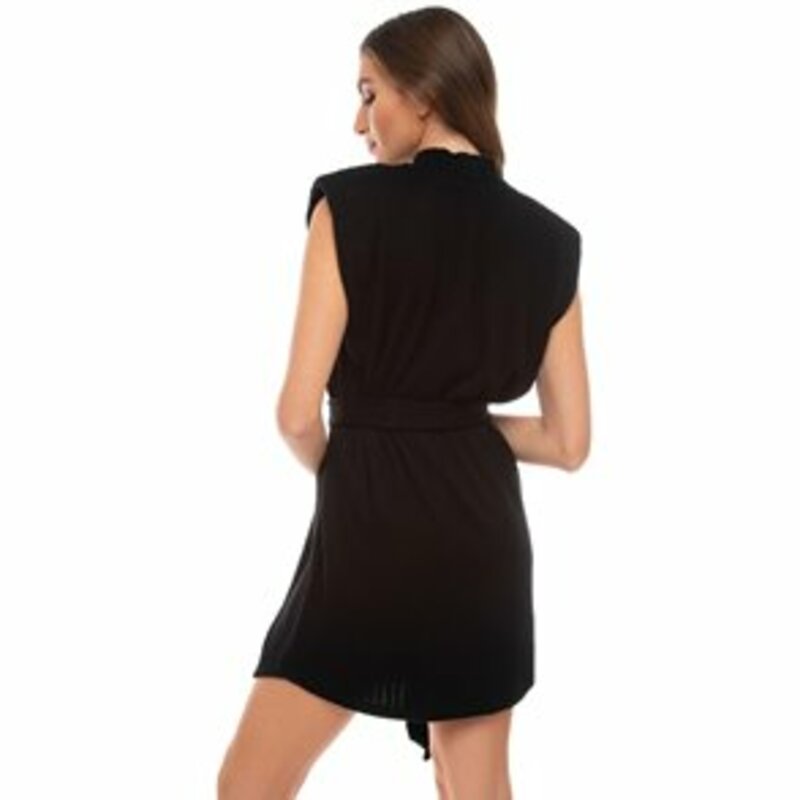 Φόρεμα mini πλεκτό κοτσίδα με ζώνη
