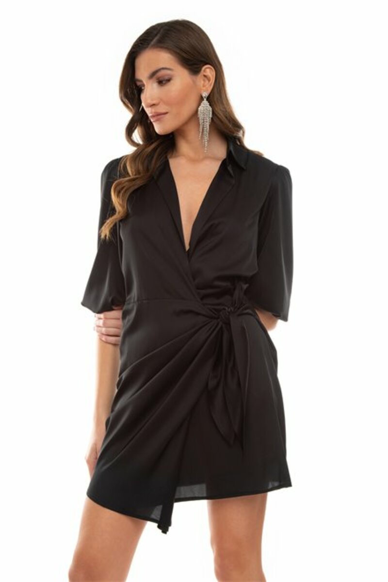 Satin crouse dress with 3/4 sleeves
