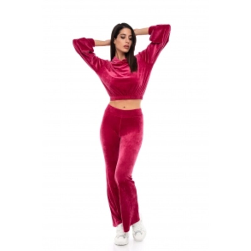 Set of velor bell bottom blouse and pants 1007-3010