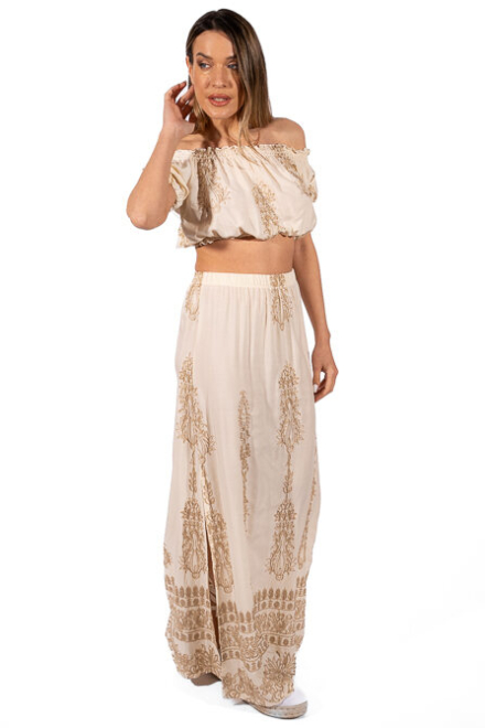 Embroidered maxi skirt 203017