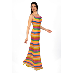 Strapless draped stripe dress 200056