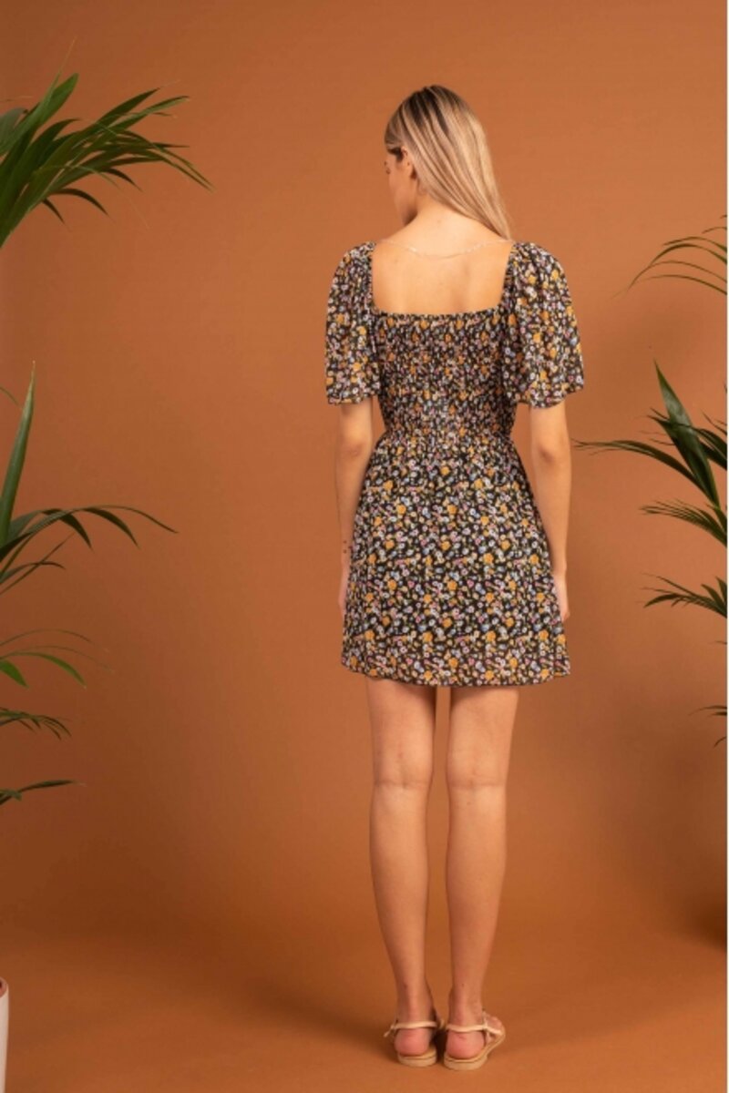 DRESS WITH FLOWERS AND FRONT OPENING