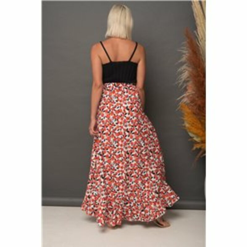 MIDI SKIRT WITH FLOWERS AND OPENING