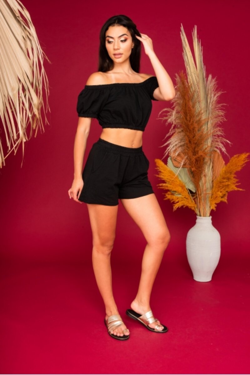 COTTON SET WITH SHORT BLOUSE AND SHORTS