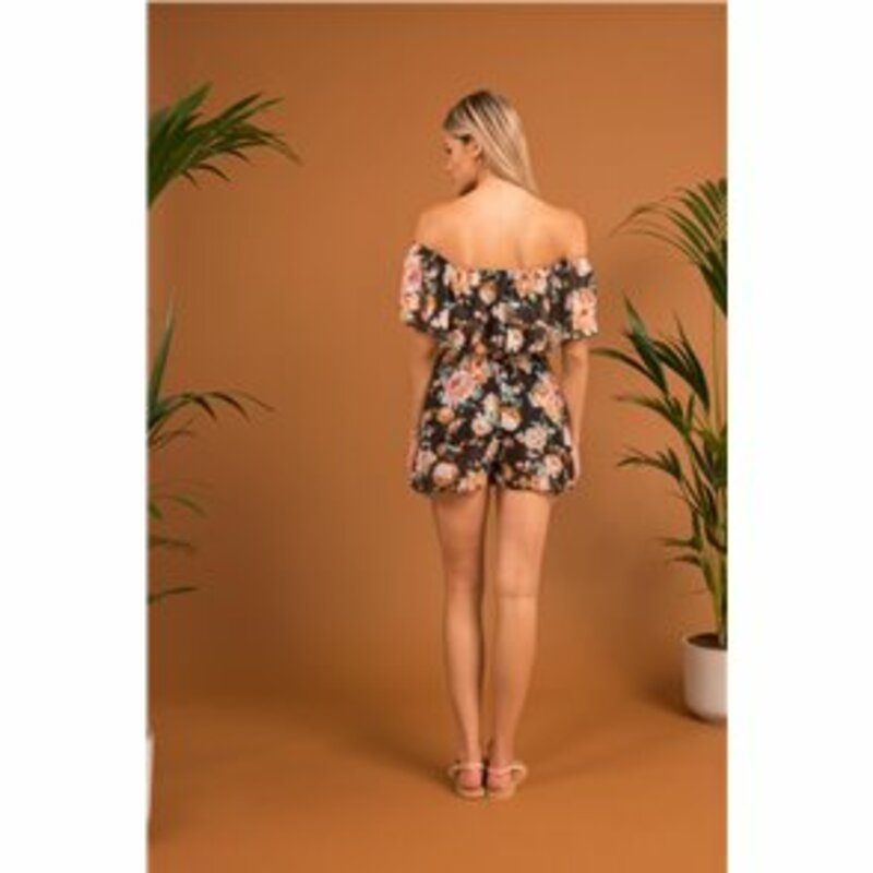 DRESS WITH FLOWERS SHORTS STYLE WITH RUFFLES ON THE SHOULDERS