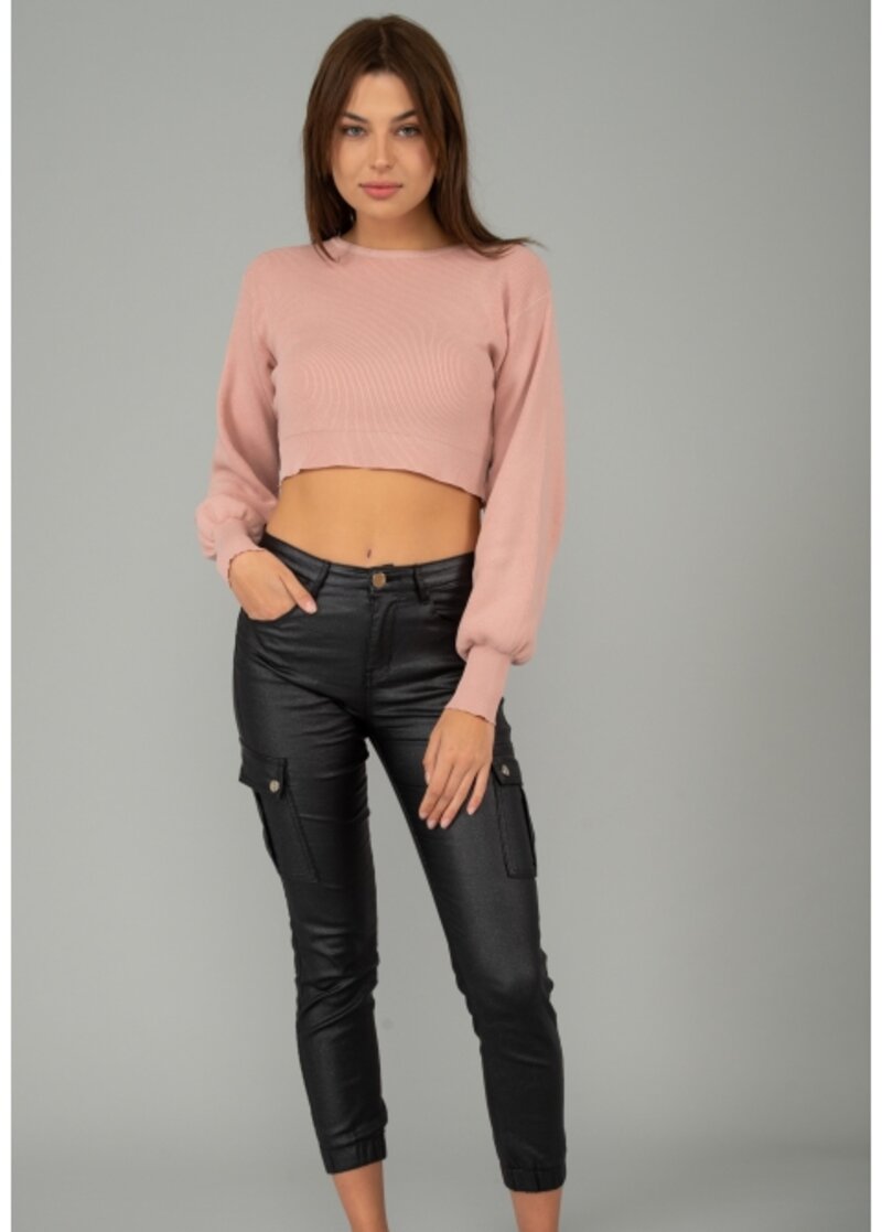LEATHER TROUSERS WITH POCKETS ON THE SIDE WITH GLITTER