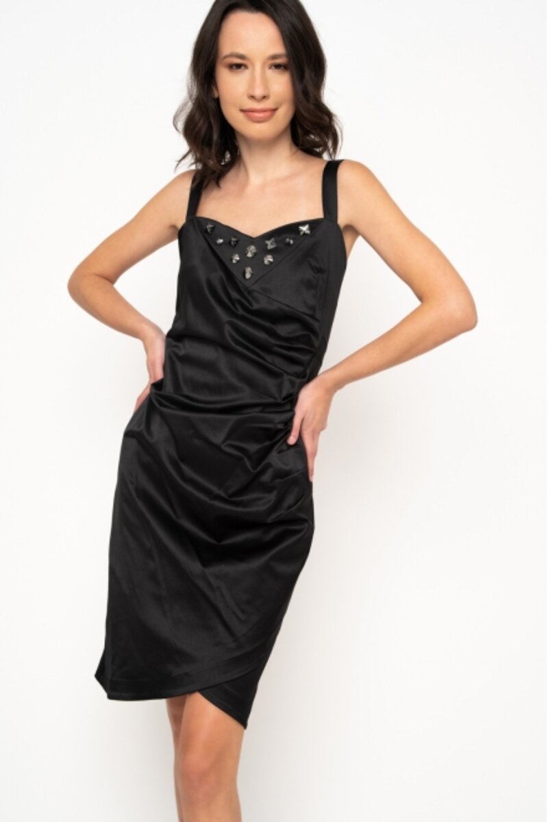 Long dress with glitter and knit in the decolletage
