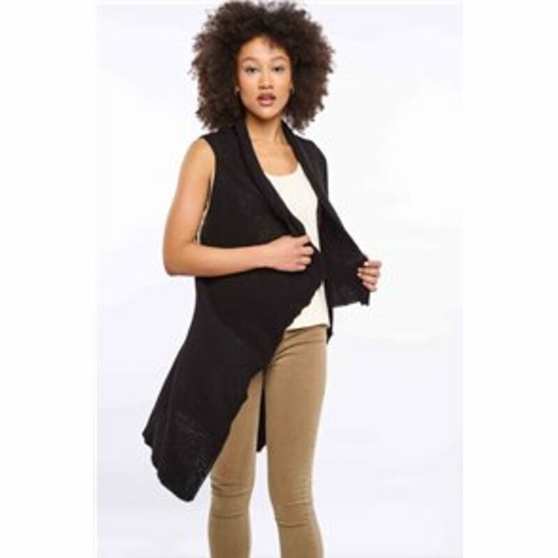KNITTED JACKET WITHOUT SLEEVE WITH COLLAR