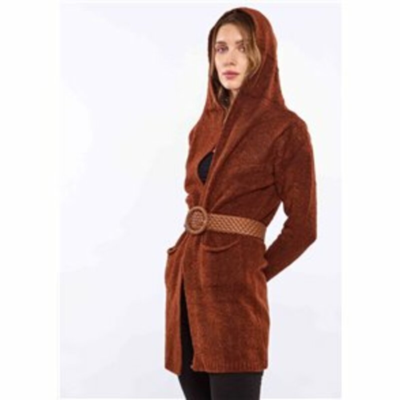 WOOLEN JACKET WITH HOOD AND POCKETS