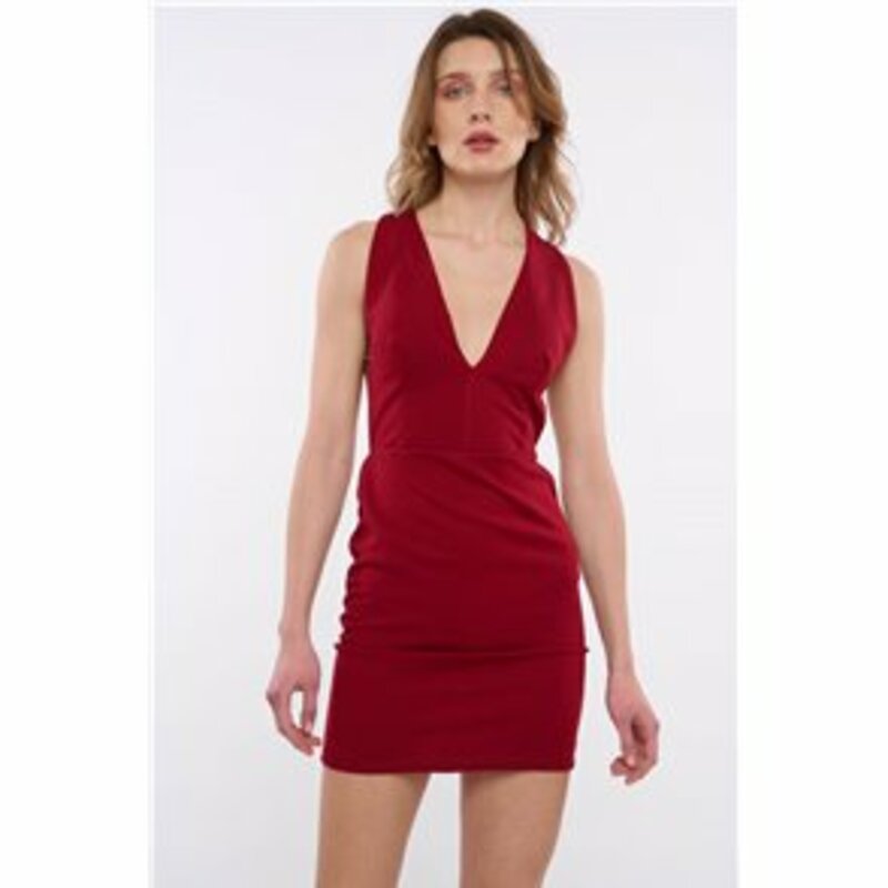 MINI DRESS WITH V DECOLLETAGE WITH OPEN BACK WITH CHAIN